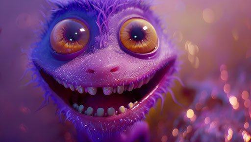 Smiling expression in light purple and light gold style