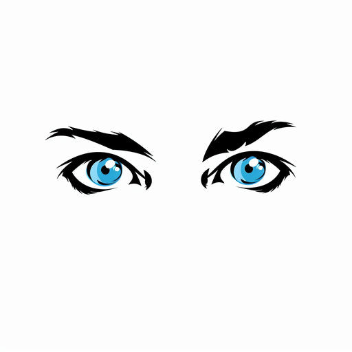 Icon of two blue eyes on white background