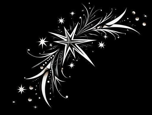 Black star with stars, minimalist style, animated gif