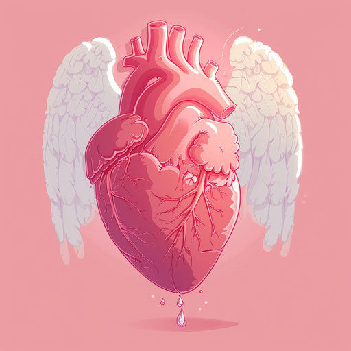 Animated heart with angel in kawaii style