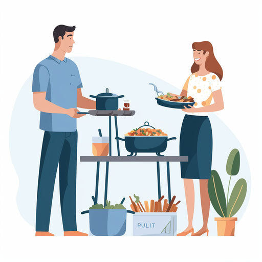 Minimalist potluck clipart on white background