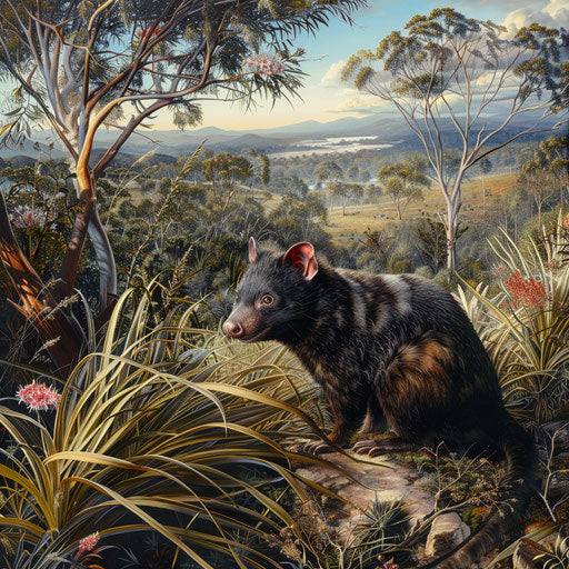 The Tasmanian devil blending into its wild habitat