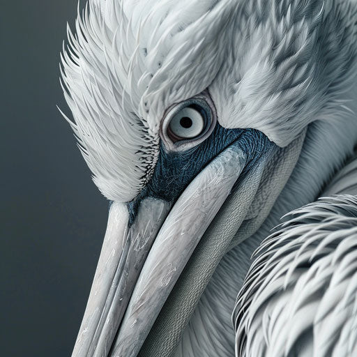Close-up of a pelican showcasing feather textures