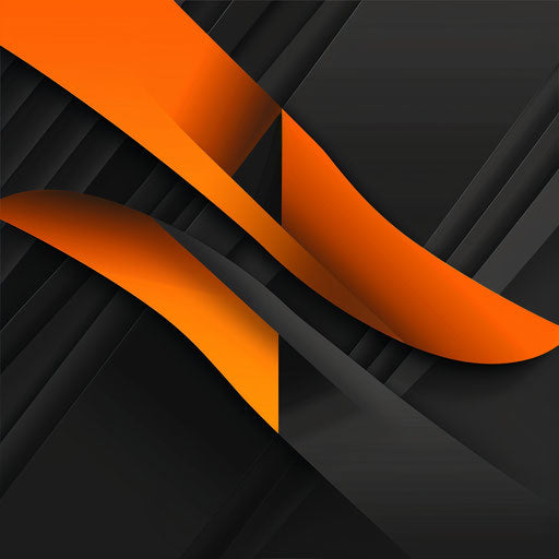 Modern logo in orange and black with a dynamic background