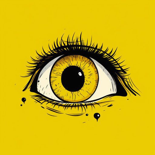 Yellow eye on yellow background, emotionally charged style