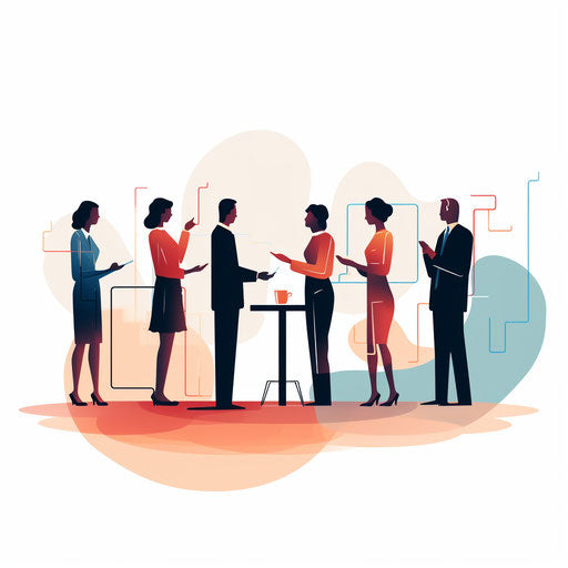 Minimalist style meeting illustration on white background