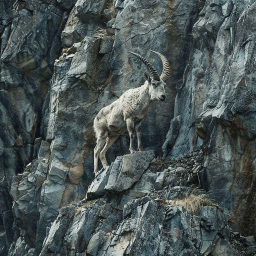 Ibex hidden within rocky cliffs