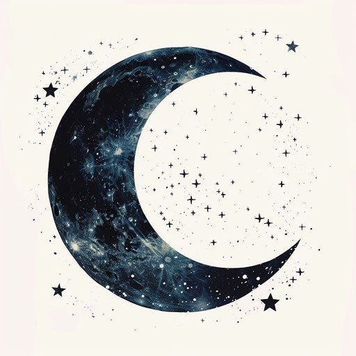 Realistic moon and stars on modern white background