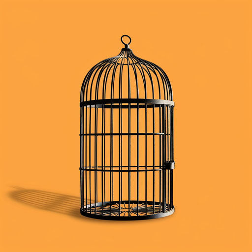 Realistic cage with flat random background