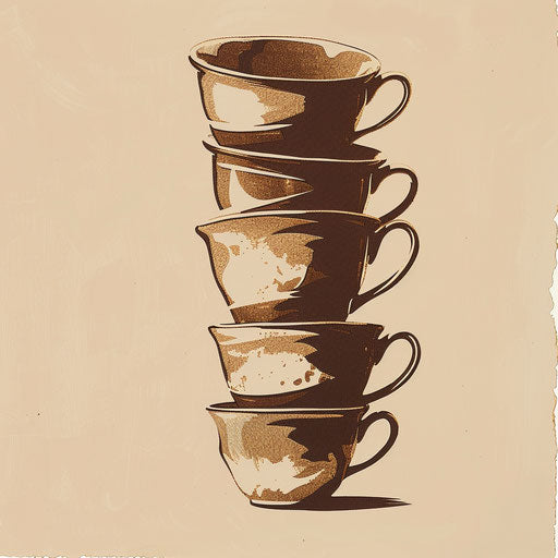 Vintage tattoo sketch of a stack of coffee cups
