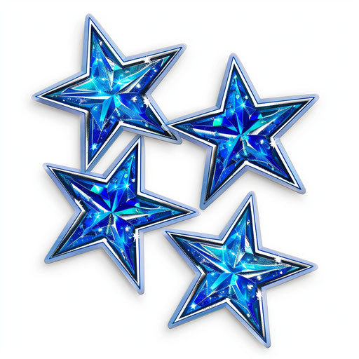 Blue stars on white background, digital airbrush style