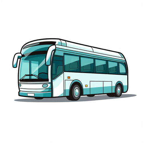 Minimalist bus clip art, on white background