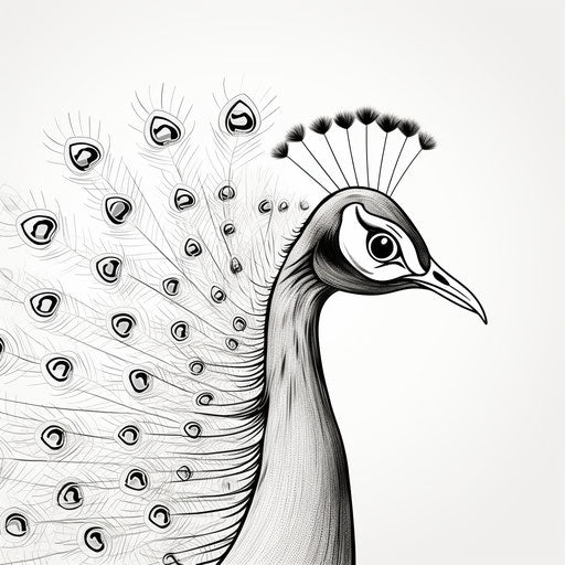 Smiling peacock slice in simplified line work