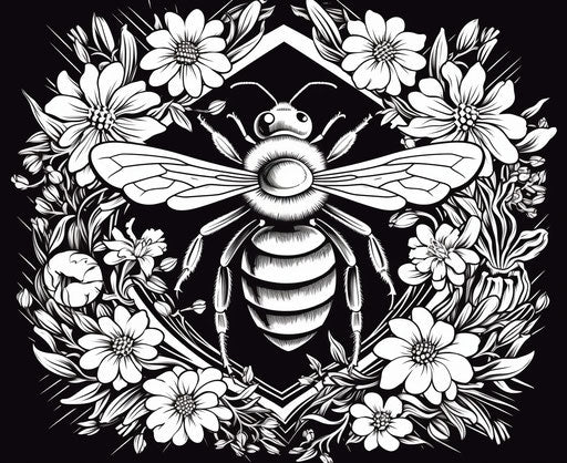 Bee in vintage monochrome style vector illustration