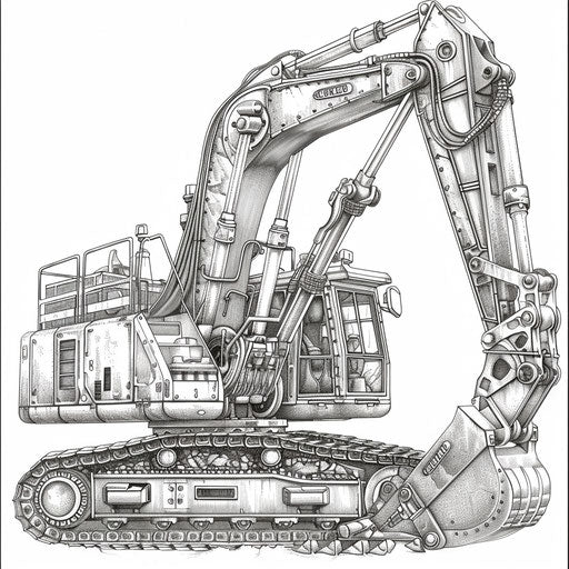 Elegant Victorian excavator, Edward Julius Detmold style, coloring page