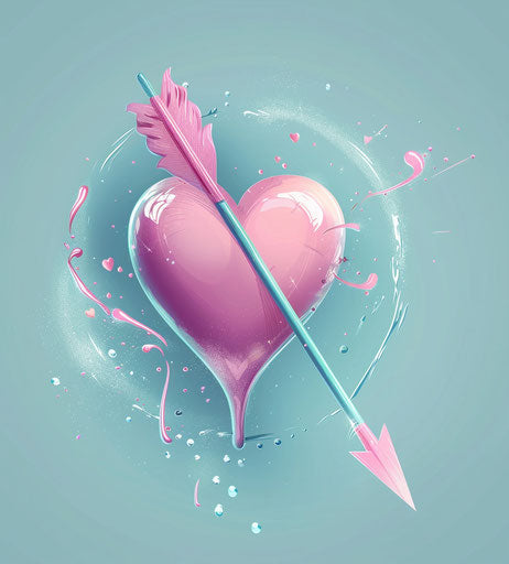 Light pink heart with arrow and love symbol, love concept