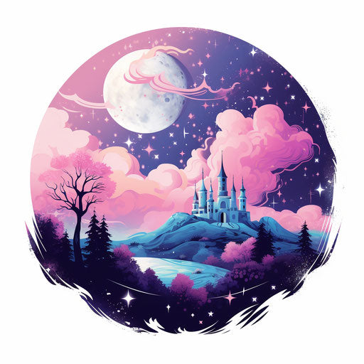 Nighttime illustration in Pastel Colors Art style