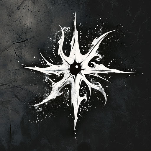 Eerie flat tattoo sketch of the North Star with Halloween themes