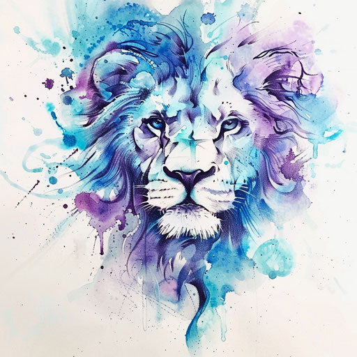 Watercolor tattoo sketch of the Lion of Judah