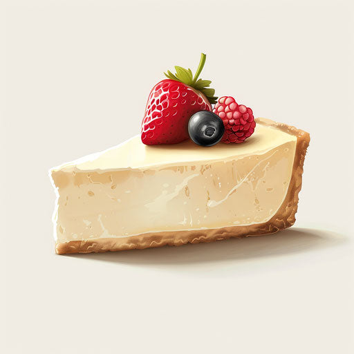 Realistic cheesecake illustration on flat white background