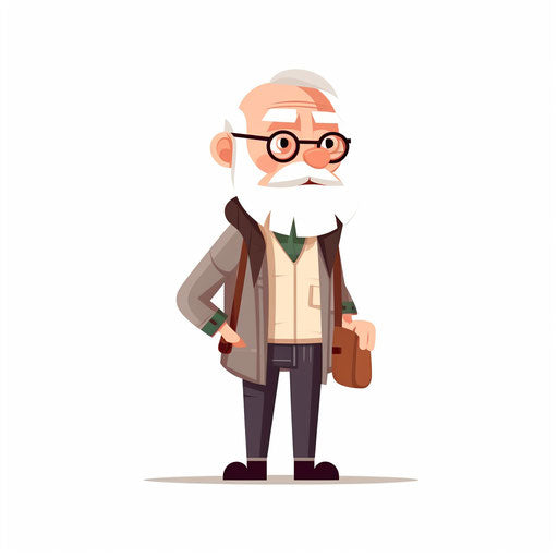 Minimalist grandpa clipart on white background