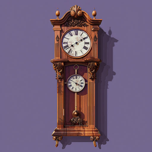 Photo realistic grandfather clock clipart with flat background