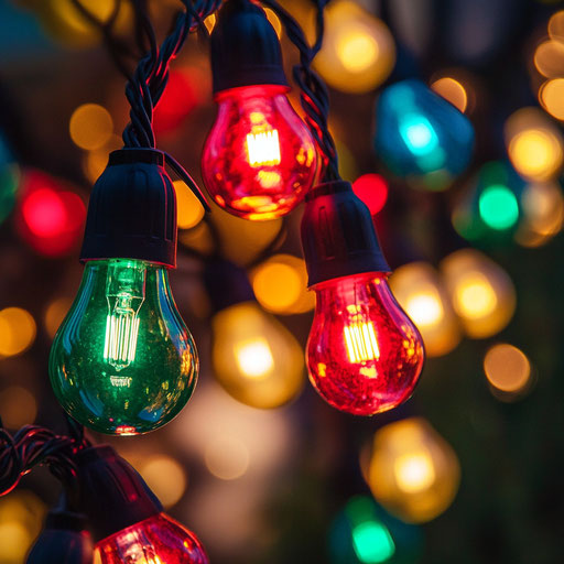 Warm glow of traditional Christmas light border