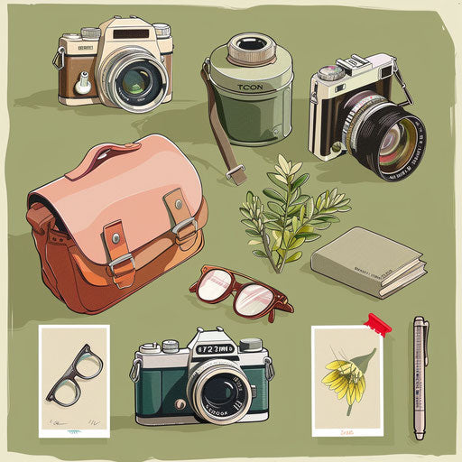 Hobbies clipart with flat olive background and refined gradients