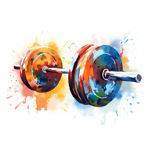 Barbell in Impressionistic Art style, on white background