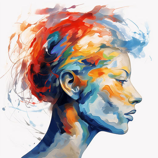 Mind illustration in the style of Oil painting, on a white background