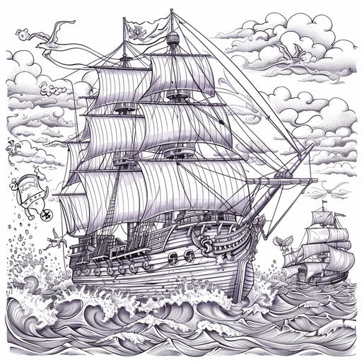 A pirate ship sailing the high seas