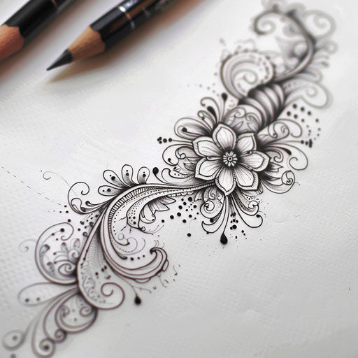 Elegant summer tattoo sketch with delicate curves