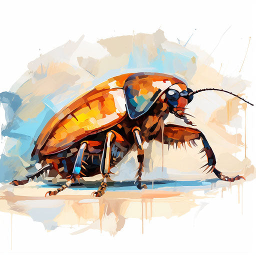 Cockroach clipart in the style of Impressionistic Art, on white background