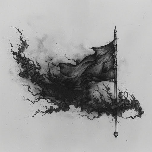 Black flag transforming into mysterious mist