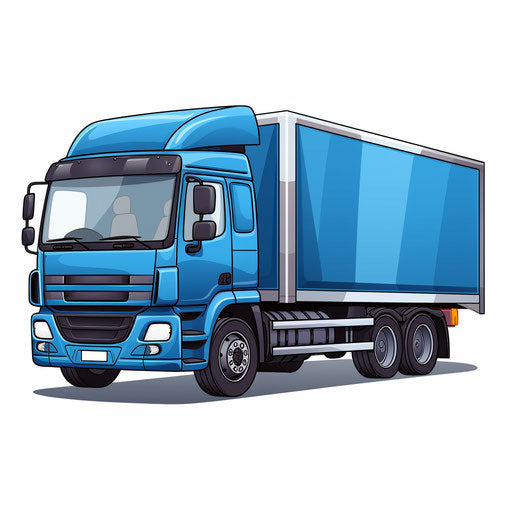Cartoon truck in Minimalist style, on white background