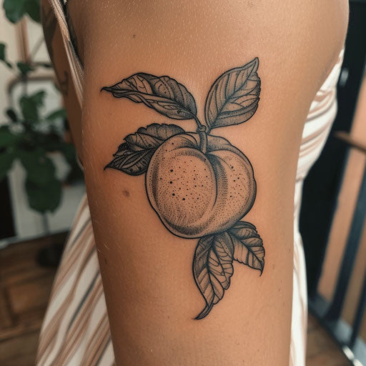 Monochrome flat tattoo sketch: detailed peach shading