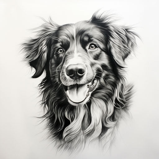 Dog sketch in outline, in the style of realistic portrait drawings, captivating