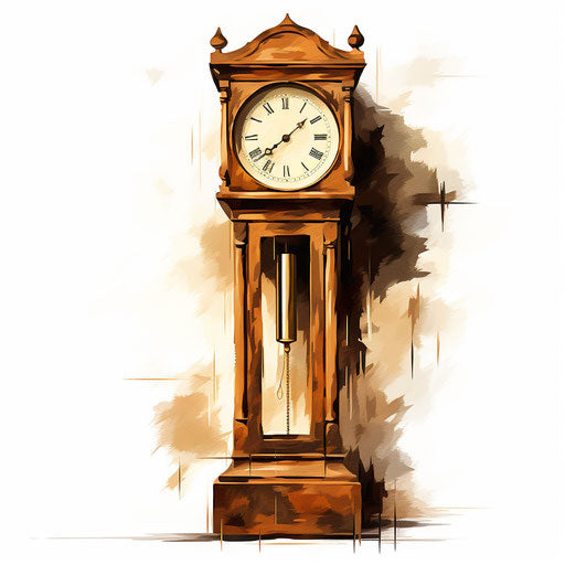 Impressionistic Art Grandfather Clock Illustration