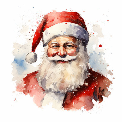 Santa clipart in the style of Impressionistic Art, on a white background