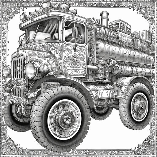 Intricate baroque monster truck with detailed designs