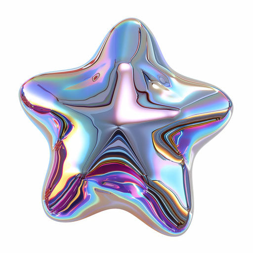 Silver star vaporwave rainbowcore enamel modern