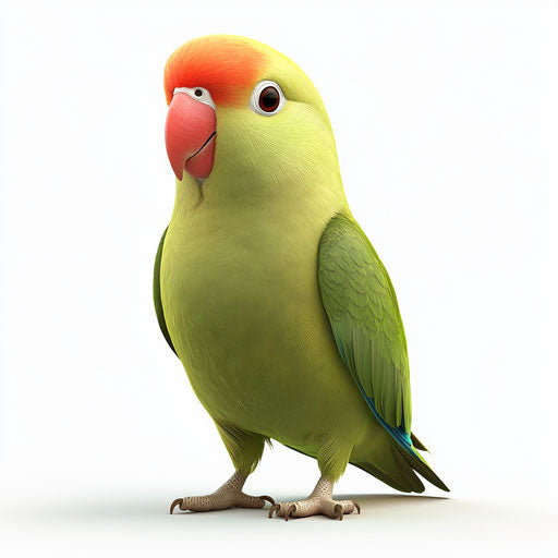 3D parrot in photo realistic style on white background