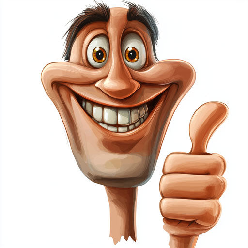 Humorous caricature of a head with human characteristics