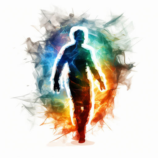 Energetic clipart in the style of Chiaroscuro Art, on a white background