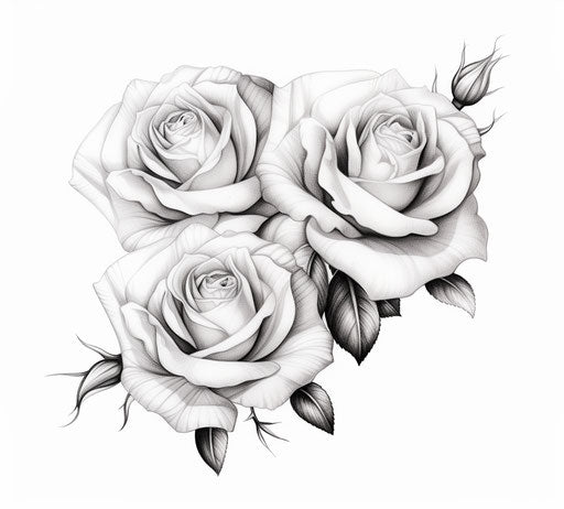 Rose tattoo minimalist black and white drawing wood engraving captivating chiaroscuro chicano art