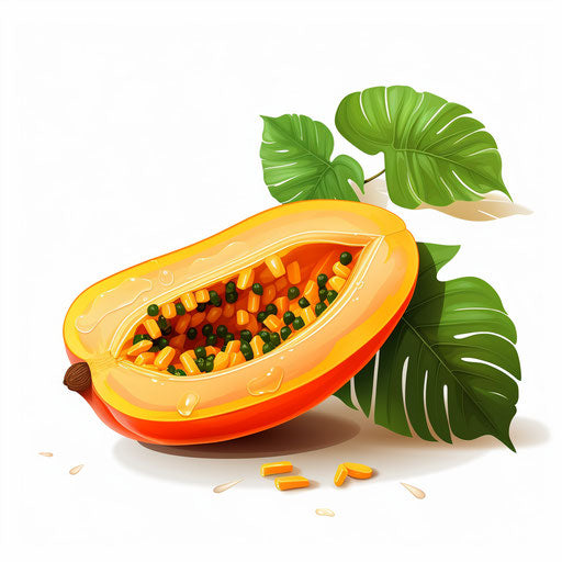 Papaya clipart in the style of Chiaroscuro Art