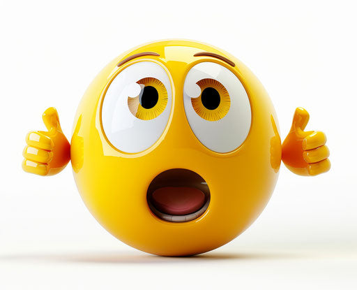 Yellow round emoji with big eyes and open mouth
