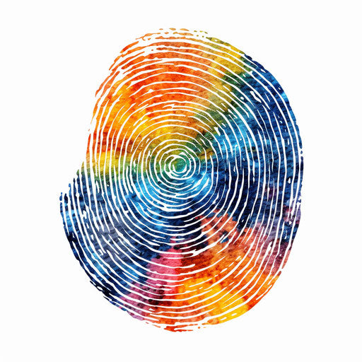 Fingerprint artwork in Oil painting style on white background