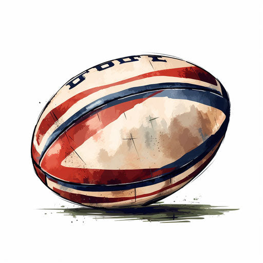 Rugby ball in Oil painting style, on white background