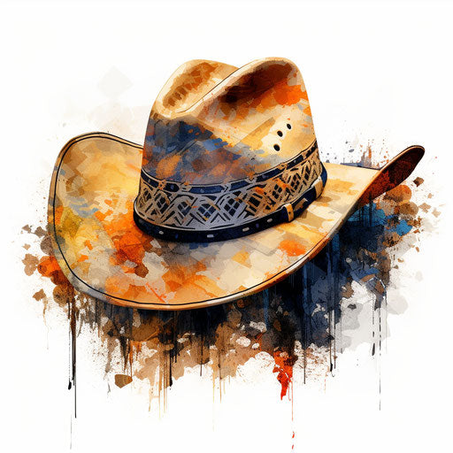 Cowboy hat clipart in the style of Impressionistic Art, on white background